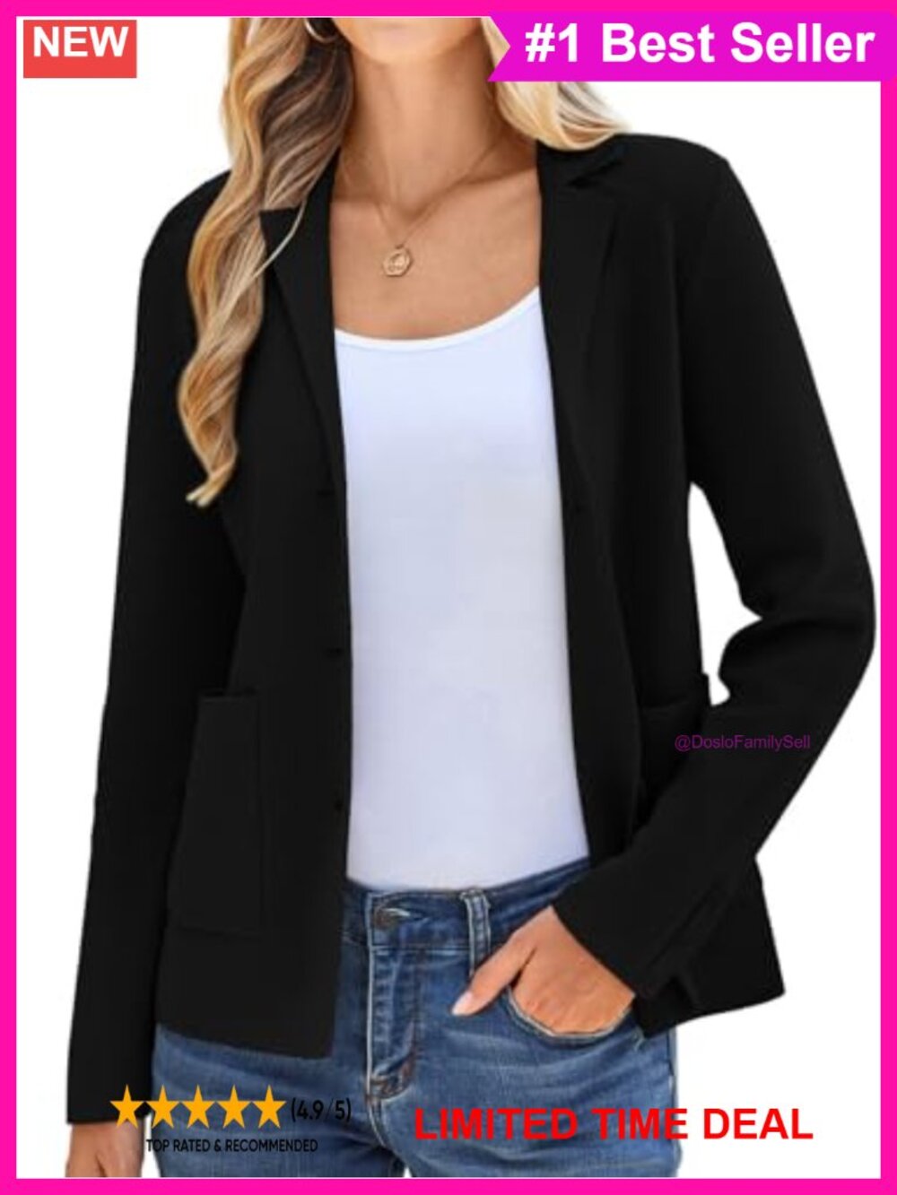 Knit Blazer Casual Business Stretchy Viscose Comfortable